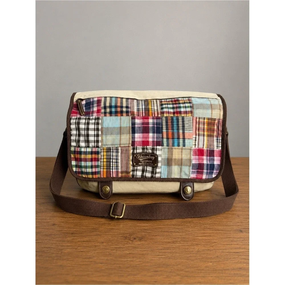 Vintage Y2K 90s Union Bay Patchwork Messenger Bag Quilted Bohemian
